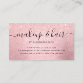 Elegant girale roze roze roos goudglitter make-up visitekaartje (Achterkant)