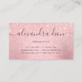 Elegant girale roze roze roos goudglitter make-up  visitekaartje (Achterkant)