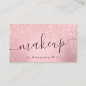 Elegant girale roze roze roos goudglitter make-up  visitekaartje (Voorkant)