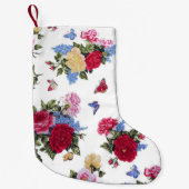 Elegant girale rozen florale vlinders kleine kerstsok (Voorkant)