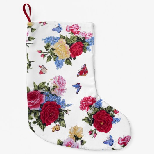 Elegant girale  rozen florale vlinders kleine kerstsok (Voorkant)