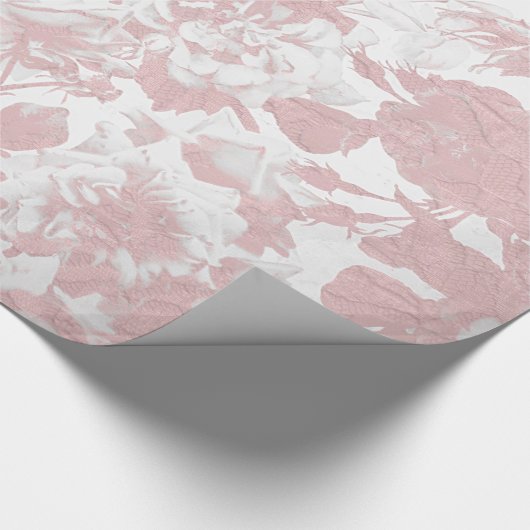 Elegant girale trendy roze koraal witte flesje cadeaupapier (Hoek)