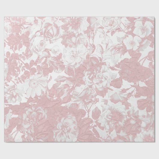 Elegant girale trendy roze koraal witte flesje cadeaupapier (Vlak)