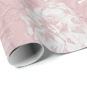 Elegant girale trendy roze koraal witte flesje cadeaupapier (Rol Hoek)