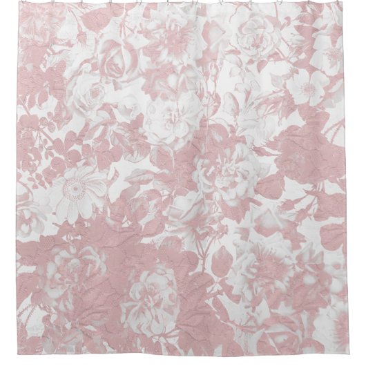 Elegant girale trendy roze koraal witte flesje douchegordijn (Voorkant)