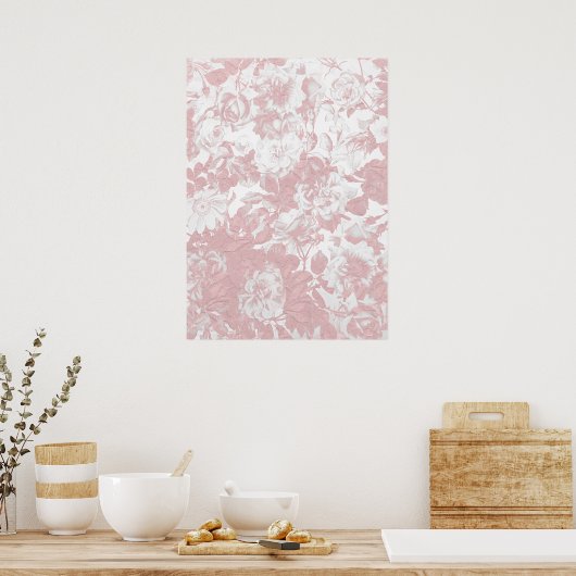 Elegant girale trendy roze koraal witte flesje poster (Keuken)