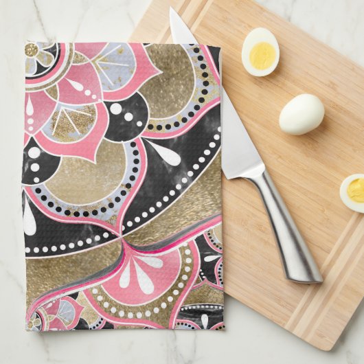 Elegant girale tribale mandala-ontwerp theedoek (Quarter Fold)