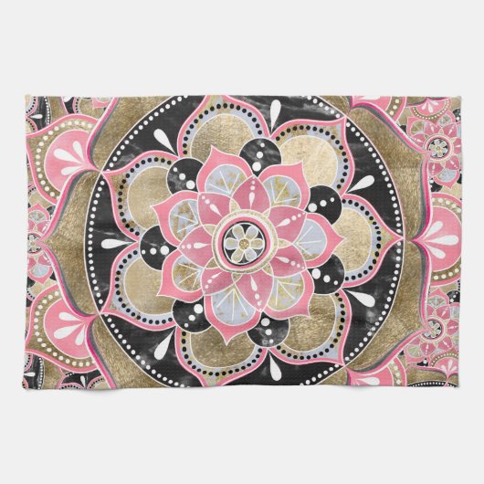 Elegant girale tribale mandala-ontwerp theedoek (Horizontaal)