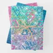 Elegant girale turquoise iridescent glitter regenb inpakpapier vel (In situ)