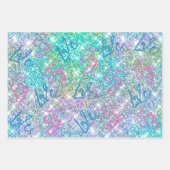 Elegant girale turquoise iridescent glitter regenb inpakpapier vel (Voorkant)