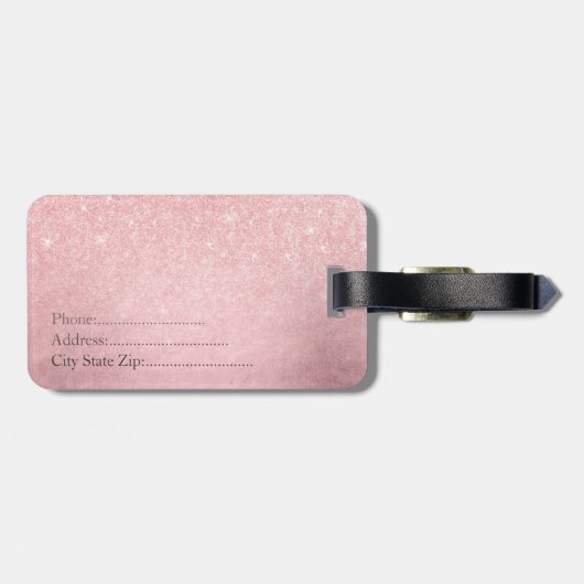 Elegant girale verlooproze roze roze roos goud gli bagagelabel (Achterkant horizontaal)