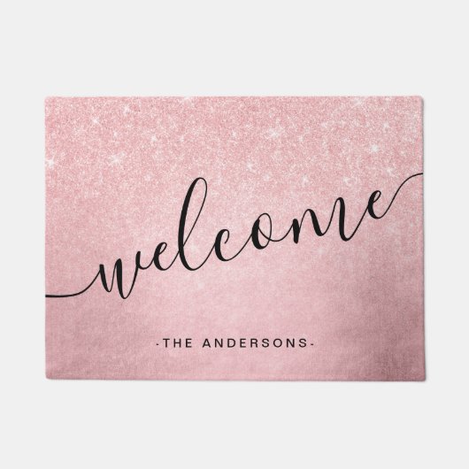 Elegant girale verlooproze roze roze roos goud gli deurmat (Voorkant)