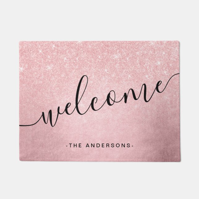 Elegant girale verlooproze roze roze roos goud gli deurmat (Voorkant)