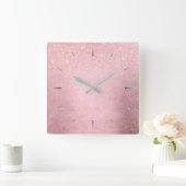 Elegant girale verlooproze roze roze roos goud gli vierkante klok (Huis)