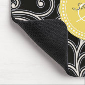 Elegant girale zwart floraalmonogram muismat (Hoek)