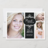 Elegant Girl 4 Foto zwart-wit Afstuderen Kaart (Voorkant)