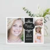 Elegant Girl 4 Foto zwart-wit Afstuderen Kaart (Staand voorkant)