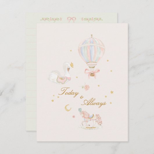 Elegant Girl Baby Shower Handwritten Keepsake Informatiekaartje (Voorkant / Achterkant)
