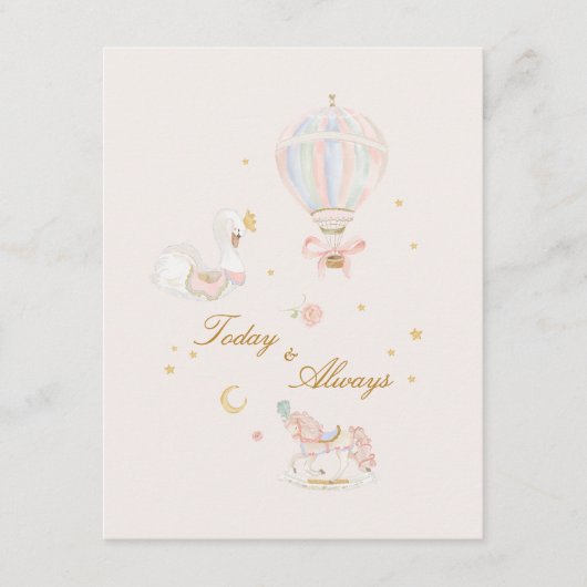 Elegant Girl Baby Shower Handwritten Keepsake Informatiekaartje (Voorkant)