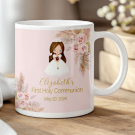 Elegant Girl First Holy Communion Boho Floral Pink Koffiemok