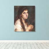 Elegant Girl met vouwen handen ( kunst) Canvas Afdruk (Insitu (Houten vloer))