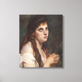 Elegant Girl met vouwen handen ( kunst) Canvas Afdruk