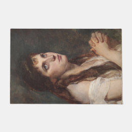 Elegant Girl met vouwen handen ( kunst) Deurmat