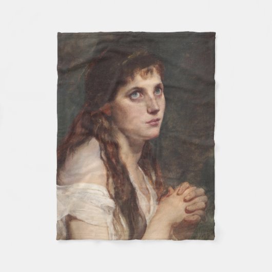 Elegant Girl met vouwen handen ( kunst) Fleece Deken (Voorkant)