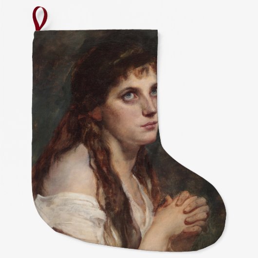 Elegant Girl met vouwen handen ( kunst) Grote Kerstsok (Voorkant)
