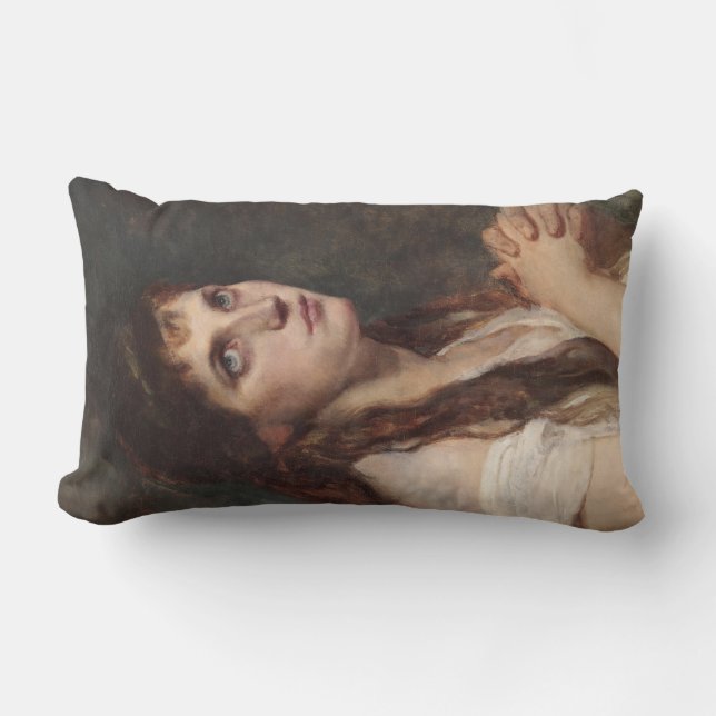 Elegant Girl met vouwen handen ( kunst) Kussen (Voorkant)