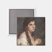 Elegant Girl met vouwen handen ( kunst) Magneet (Voorkant / Achterkant)
