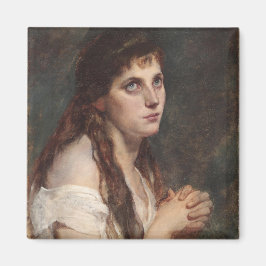 Elegant Girl met vouwen handen ( kunst) Magneet