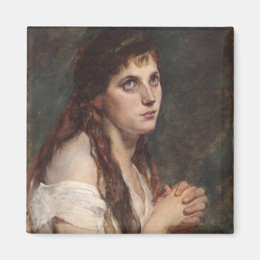 Elegant Girl met vouwen handen ( kunst) Magneet (Voorkant)