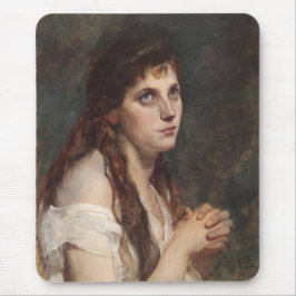 Elegant Girl met vouwen handen ( kunst) Muismat