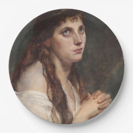 Elegant Girl met vouwen handen ( kunst) Papieren Bordje