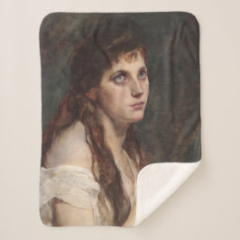 Elegant Girl met vouwen handen ( kunst) Sherpa Deken