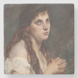 Elegant Girl met vouwen handen ( kunst) Stenen Onderzetter