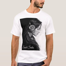 Elegant girl with flower in hair modern fine art t-shirt
