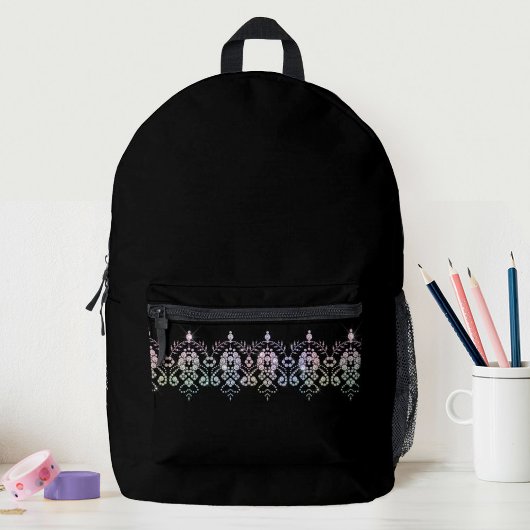 Elegant Girls Diamond Sparkle Black School Bedrukte Rugzak