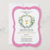 Elegant Girls Floral First Heilige Communie Kaart (Voorkant)