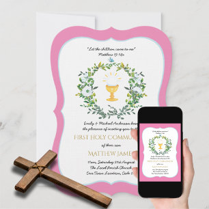Elegant Girls Floral First Heilige Communie Kaart