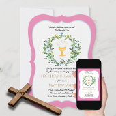 Elegant Girls Floral First Heilige Communie Kaart