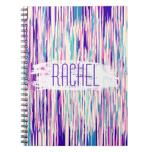 Elegant Girly Abstract Brushstrokes Monogram Notitieboek (Voorkant)