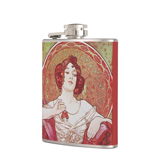  Elegant Girly Art Nouveau Mucha Ruby Lady Heupfles (Links)