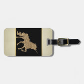 Elegant Girly, Black, Cream, Gold Glitter Unicorn Bagagelabel (Voorkant horizontaal)