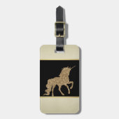 Elegant Girly, Black, Cream, Gold Glitter Unicorn Bagagelabel (Voorkant verticaal)