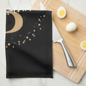 Elegant Girly Black Gold Monogram Name Script Theedoek (Quarter Fold)