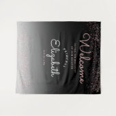 Elegant Girly Black Gradient Pastel Pink Script Wandkleed (Voorkant (horizontaal))