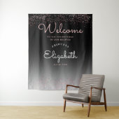 Elegant Girly Black Gradient Pastel Pink Script Wandkleed (In situ)