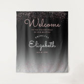Elegant Girly Black Gradient Pastel Pink Script Wandkleed (Voorkant)